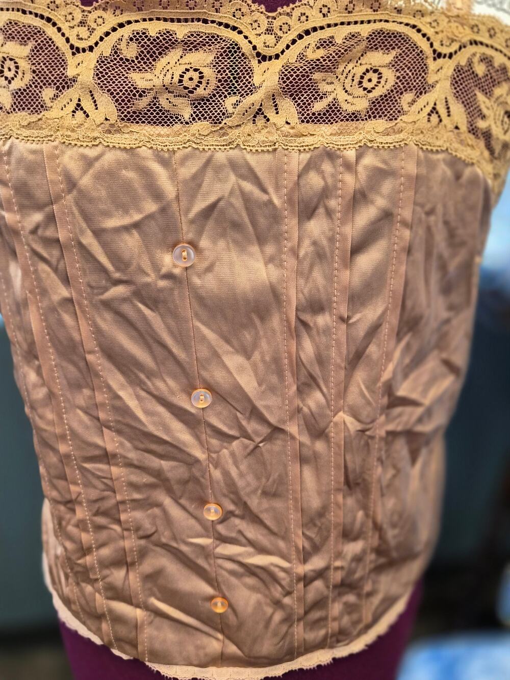 Vintage Kayser Satin Lace Corset Camisole USA Size 34